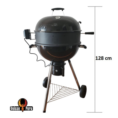 Parrilla a carbon kettle con rosticero con tamaño